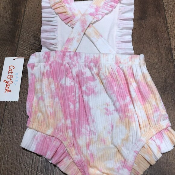 Cat & Jack Baby Girls Tie Dyed Romper adjustable straps 18 months - Picture 2 of 4